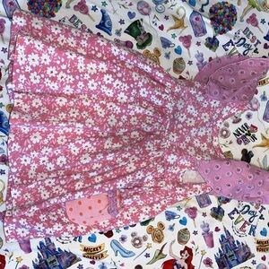 Pink Floral Dress with Polka Dot Pocket